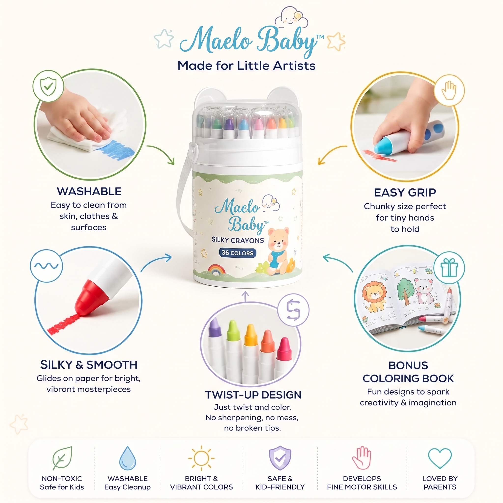 MaeloBaby™ Washable Twist Crayons